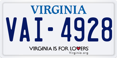 VA license plate VAI4928