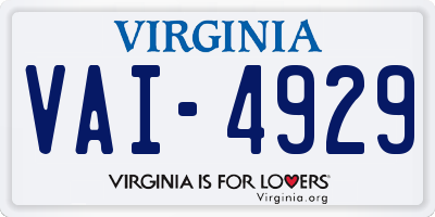 VA license plate VAI4929