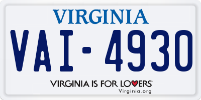 VA license plate VAI4930
