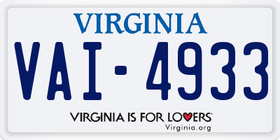 VA license plate VAI4933