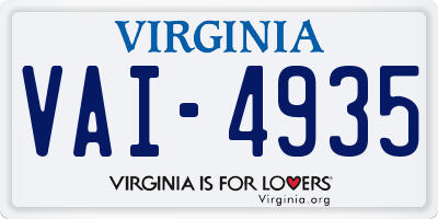 VA license plate VAI4935