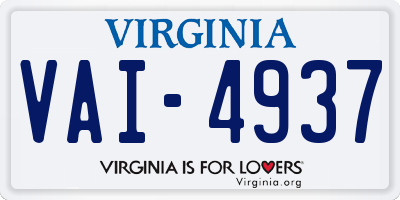 VA license plate VAI4937