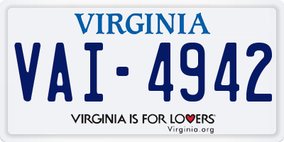 VA license plate VAI4942