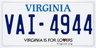 VA license plate VAI4944