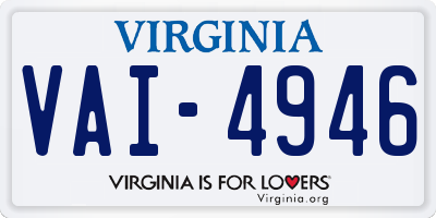 VA license plate VAI4946