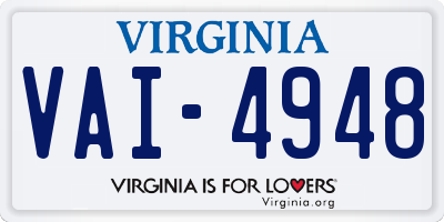 VA license plate VAI4948
