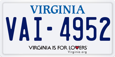 VA license plate VAI4952