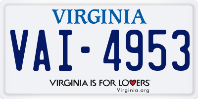 VA license plate VAI4953