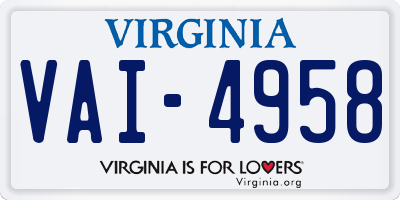 VA license plate VAI4958