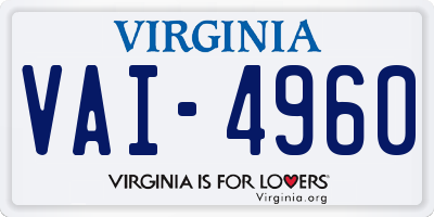 VA license plate VAI4960