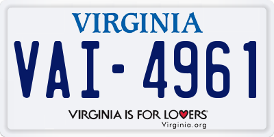 VA license plate VAI4961
