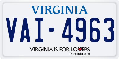 VA license plate VAI4963