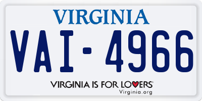 VA license plate VAI4966