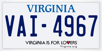 VA license plate VAI4967
