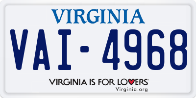 VA license plate VAI4968