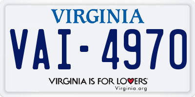 VA license plate VAI4970