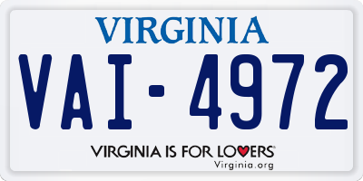 VA license plate VAI4972