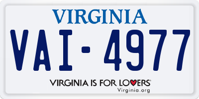 VA license plate VAI4977