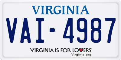 VA license plate VAI4987