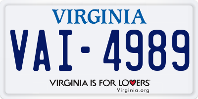 VA license plate VAI4989