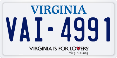 VA license plate VAI4991