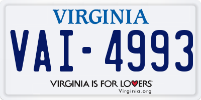 VA license plate VAI4993
