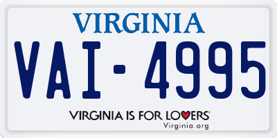 VA license plate VAI4995