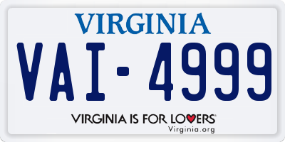 VA license plate VAI4999