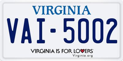 VA license plate VAI5002