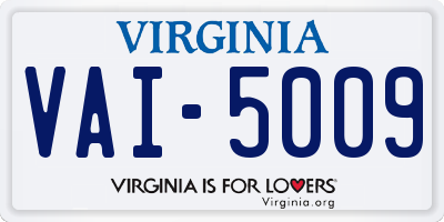 VA license plate VAI5009