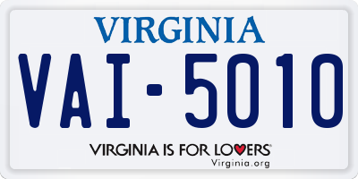 VA license plate VAI5010