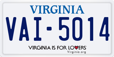 VA license plate VAI5014