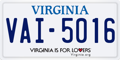 VA license plate VAI5016