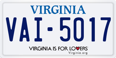 VA license plate VAI5017
