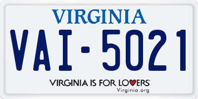 VA license plate VAI5021