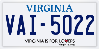 VA license plate VAI5022