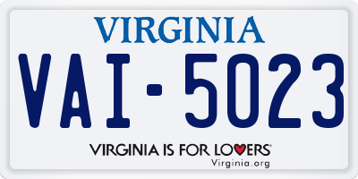 VA license plate VAI5023