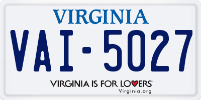 VA license plate VAI5027