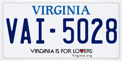 VA license plate VAI5028