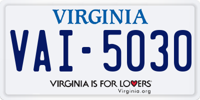 VA license plate VAI5030