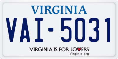VA license plate VAI5031