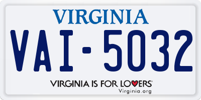 VA license plate VAI5032