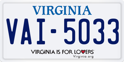VA license plate VAI5033
