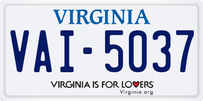 VA license plate VAI5037
