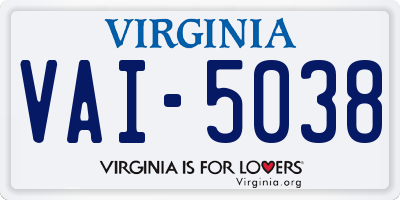 VA license plate VAI5038