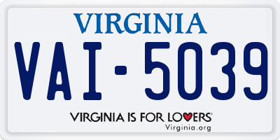 VA license plate VAI5039