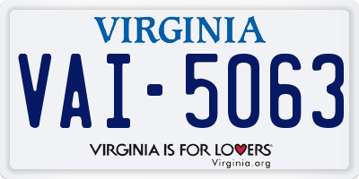 VA license plate VAI5063