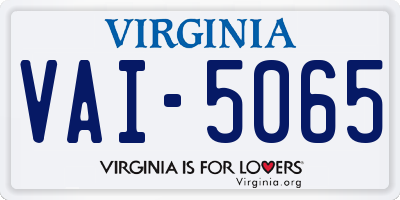 VA license plate VAI5065