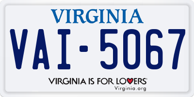 VA license plate VAI5067