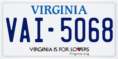 VA license plate VAI5068